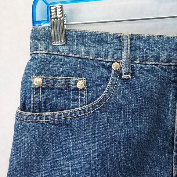 PARIS BLUES Jean Skirt Junior 7 Women's 8 Denim Red White & Blue Ombre Raw Hem - Picture 3 of 13